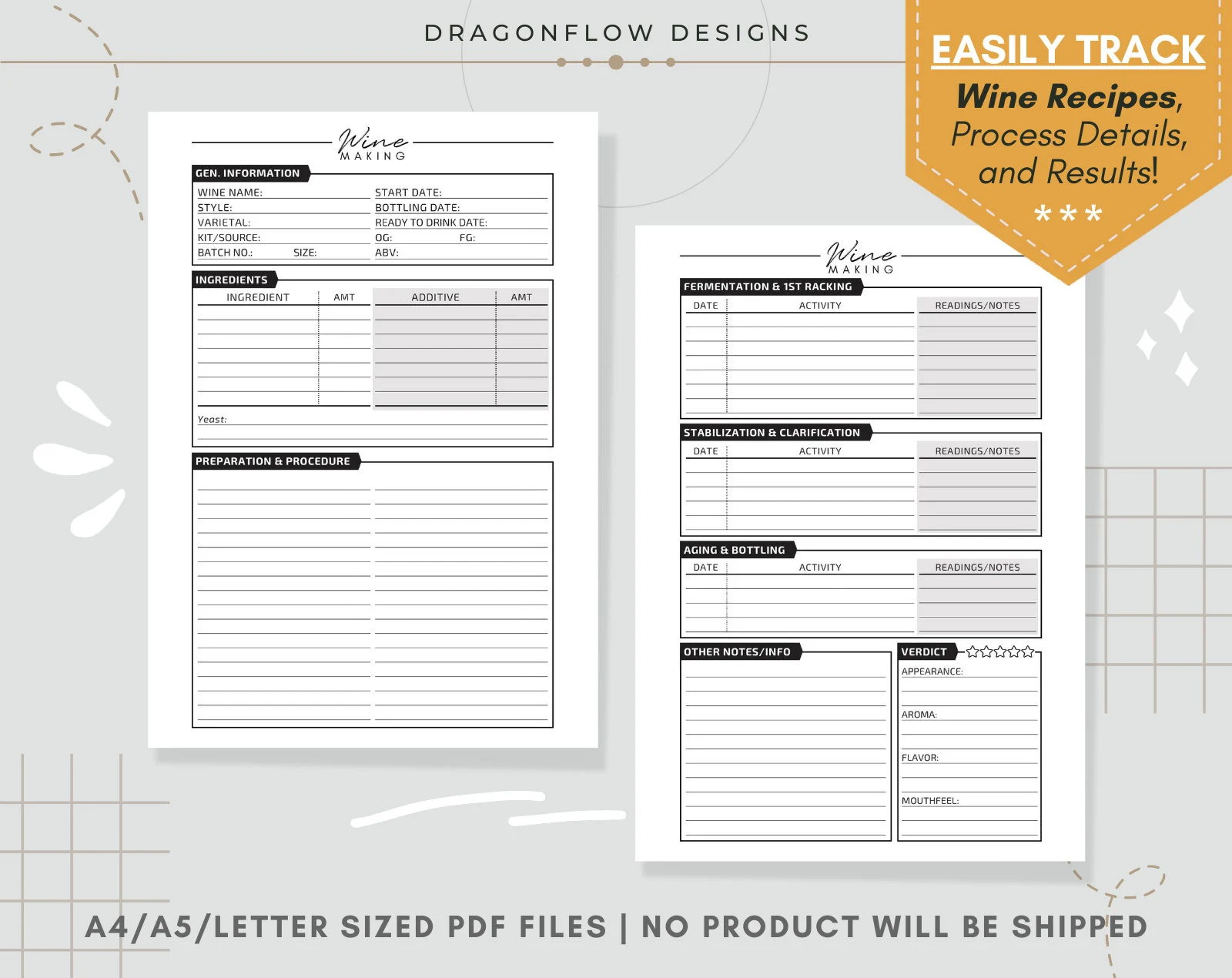 Wine Making Journal PDF Download Homemade Wine Recipe Template Printable For Wine Makers Producers Homebrewers Etsy Wine Making Journal PDF Download Homemade Wine Recipe Template Printable For Wine Makers Producers Homebrewers Etsy